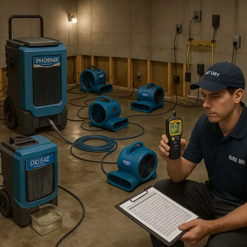 Structural Drying and Dehumidification process in Walnut Hill, TN